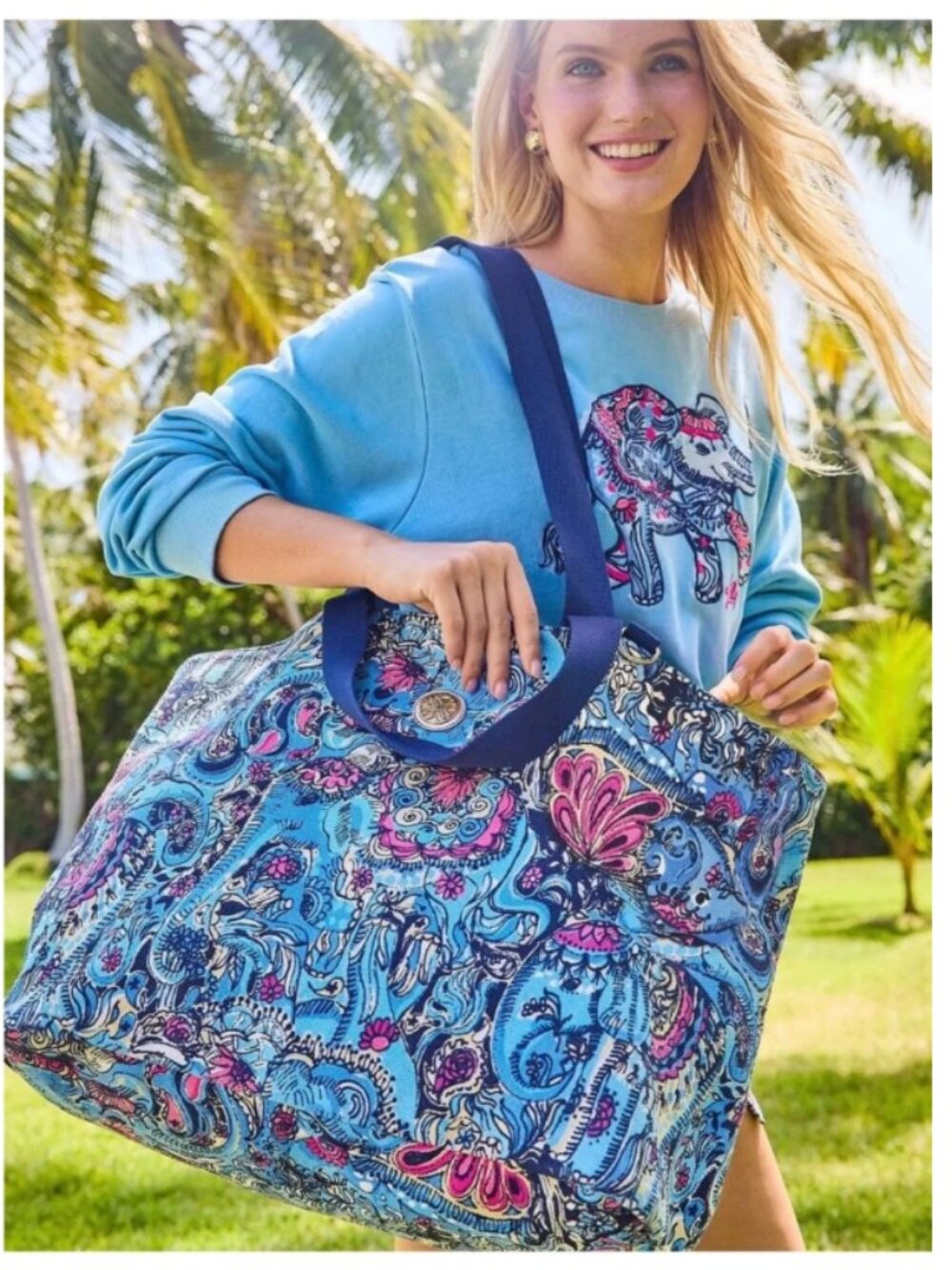 NWT Lilly Pulitzer Canvas Tote Bag Multi Paisley Parade